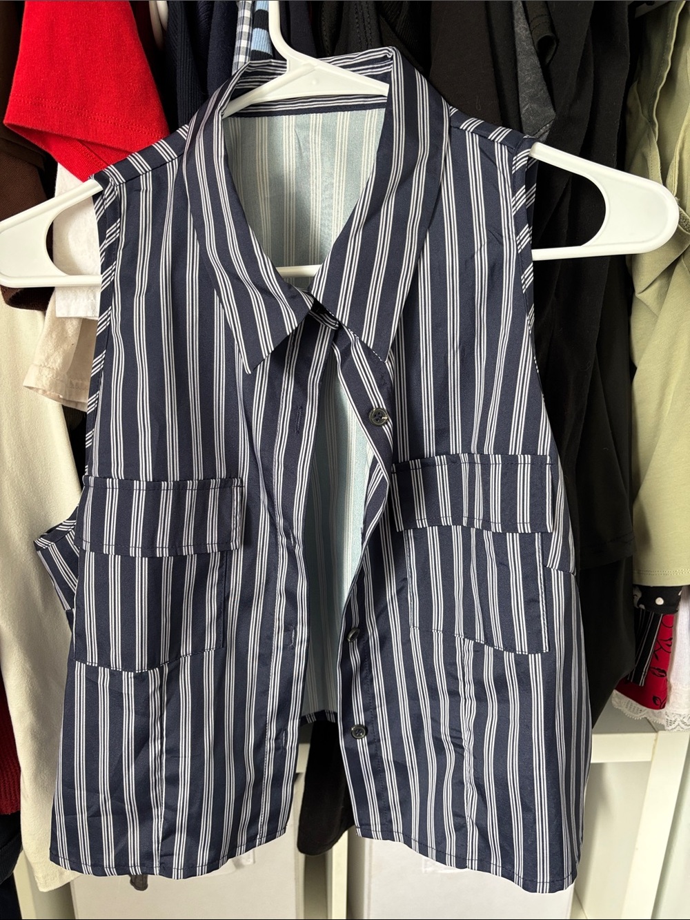 Striped Button up Vest XL
